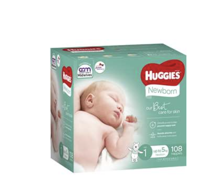 Huggies Nappies Newborn Jumbo 108 Pack