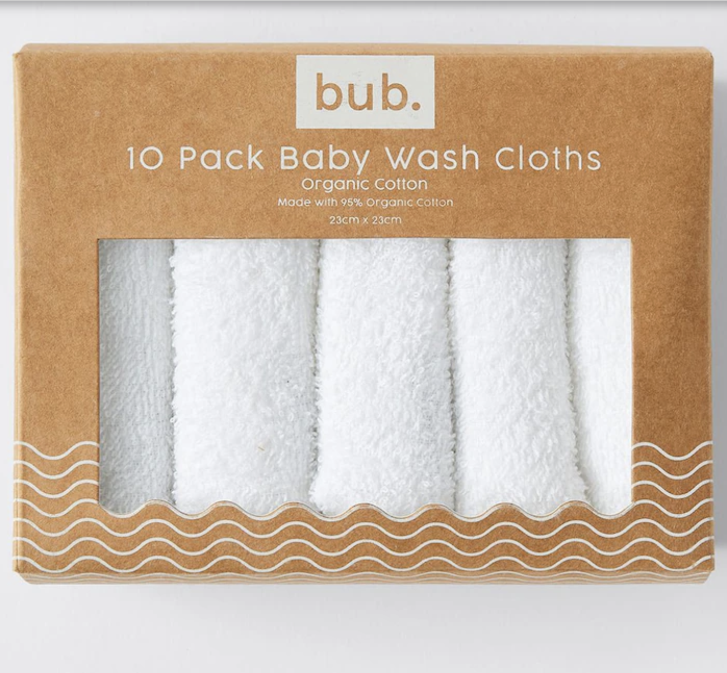 bub. Organic Cotton Baby Wash Cloths 10 Pack - White