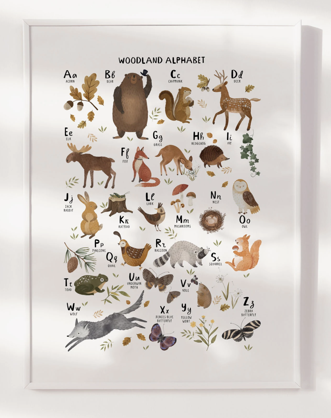 Woodland alphabet print