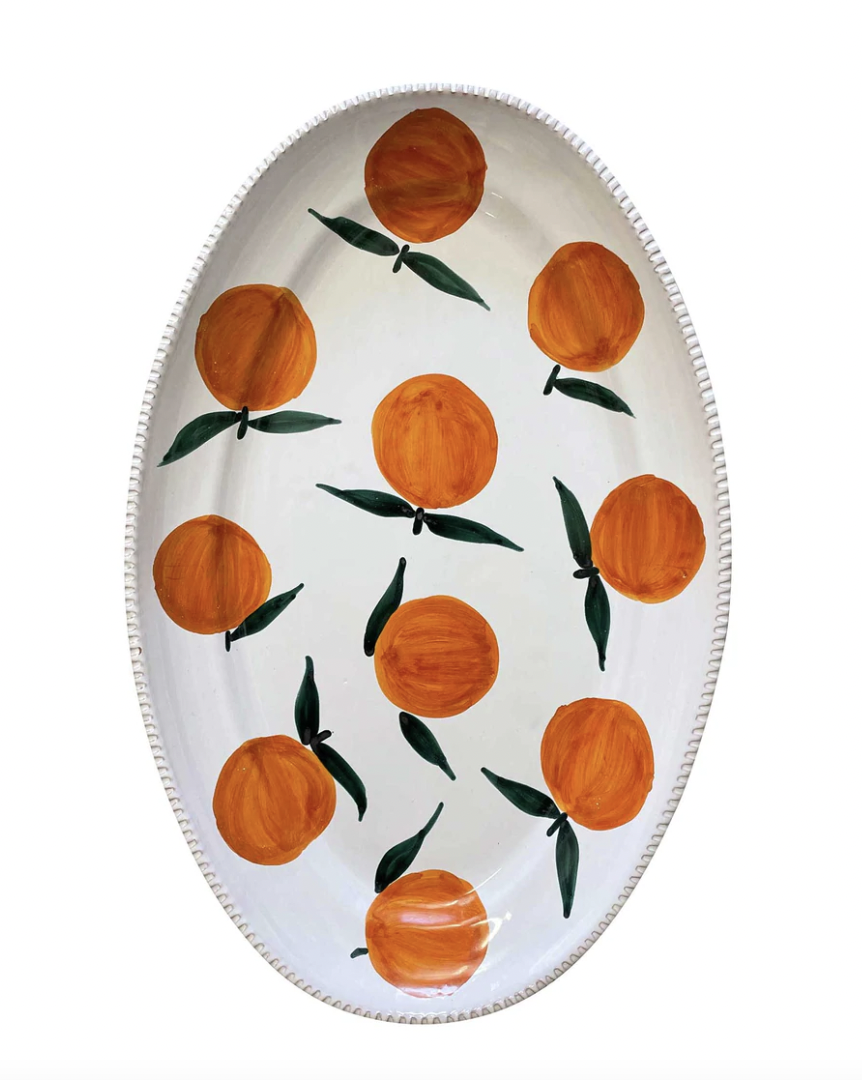Ceramic Oval Serving Platter, Arancia (oranges)