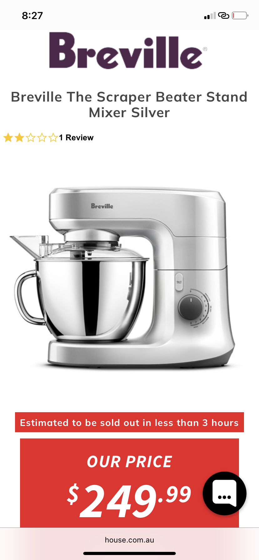 Breville Beater Stand Mixer Silver