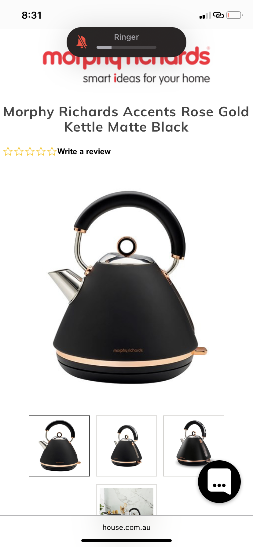 Morphy Richards Accent Rose Gold Kettle Matte Black