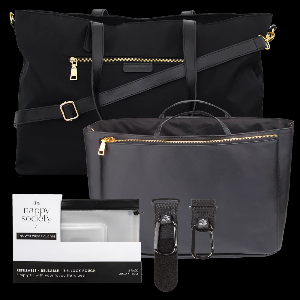 Black Luxe Nylon Tote BUNDLE