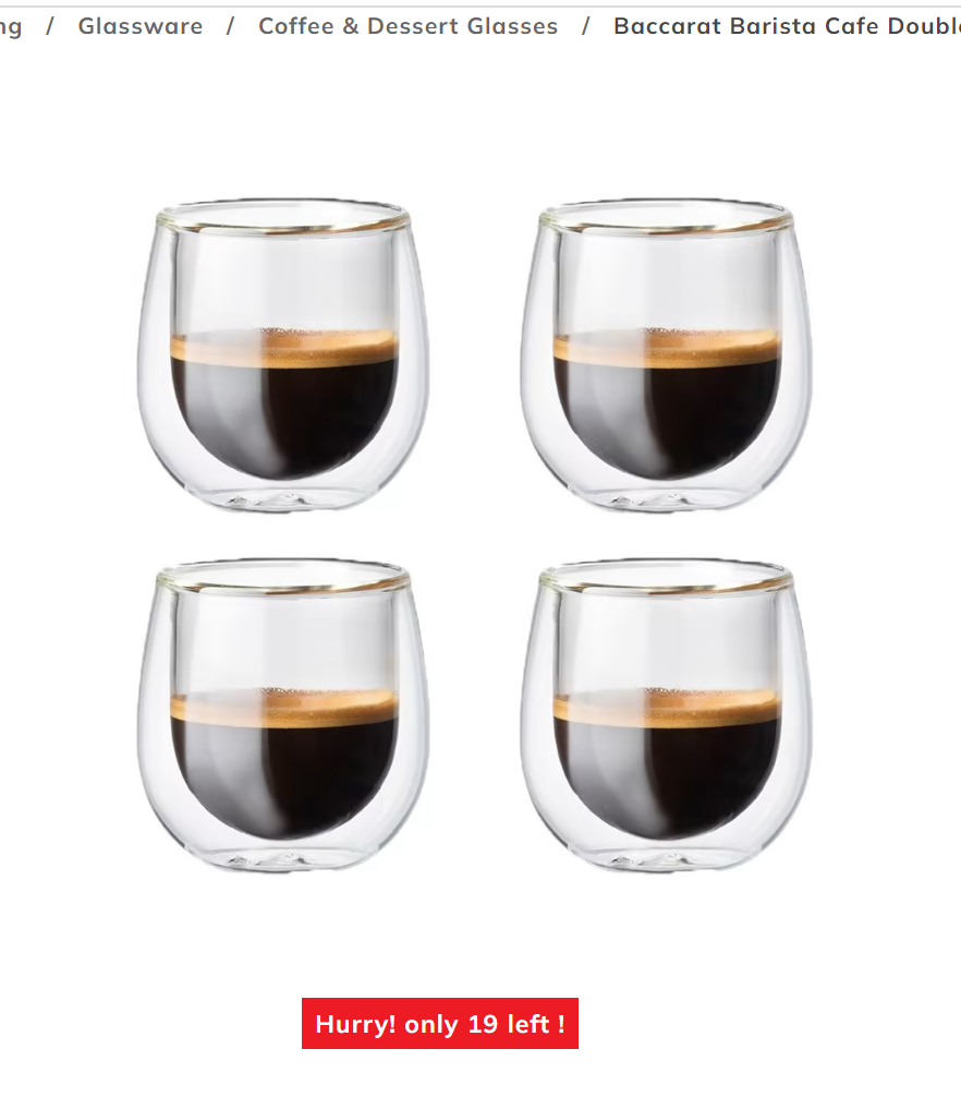 Baccarat Barista Cafe Double Wall Espresso Glass 90ml Set of 4