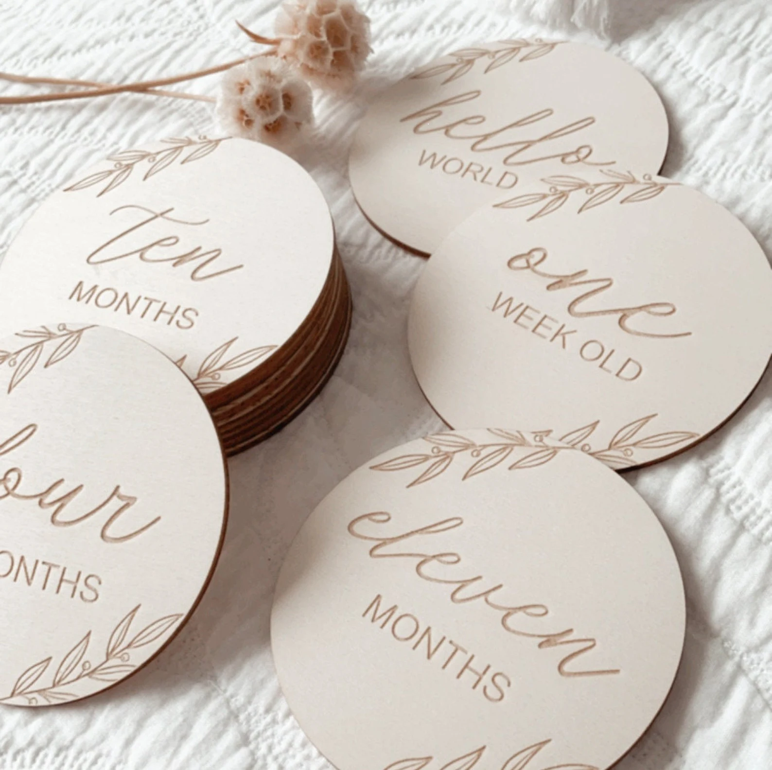 Wooden milestone cards