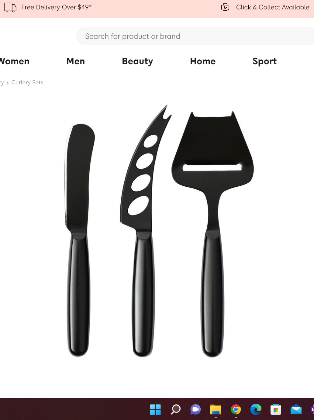 Cheese Knives Set Of 3 Black Stainless Steel