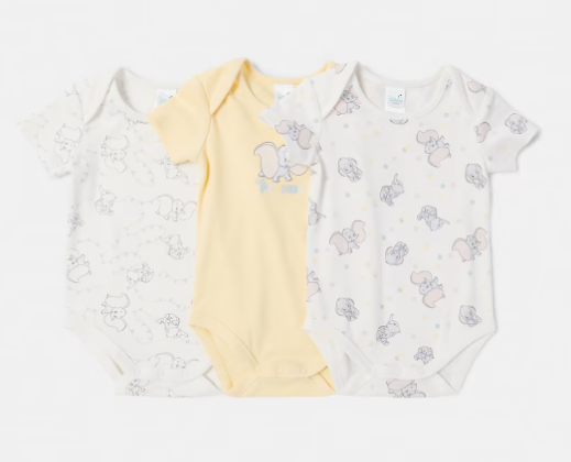 3 Pack Unisex Dumbo Bodysuit