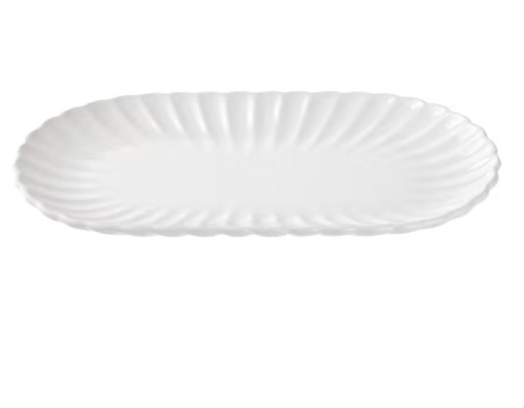 White Scalloped Oval Platter