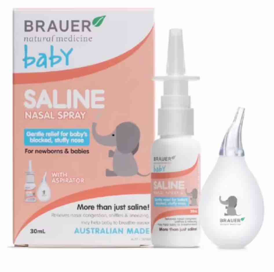 Brauer Baby Saline Nasal Spray 30ml With Aspirator