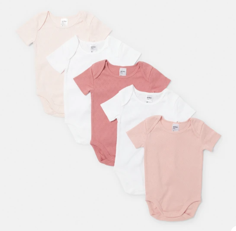 5 Pack Organic Short Sleeve Bodysuit