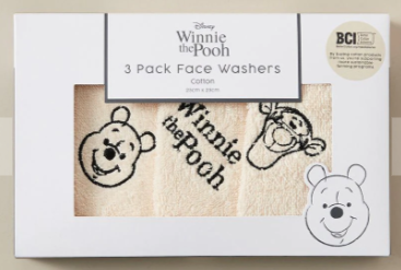 3 Pack Baby Disney Winnie The Pooh Face Washers