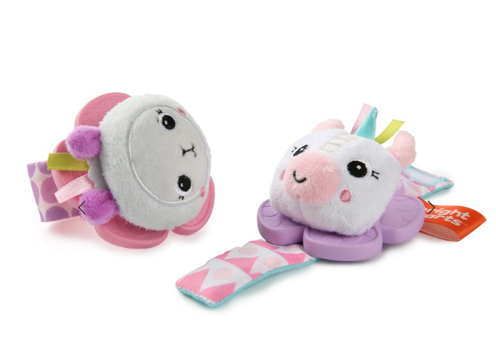 Bright Starts Rattle & Teethe Wrist Pals Toy - Unicorn & Llama