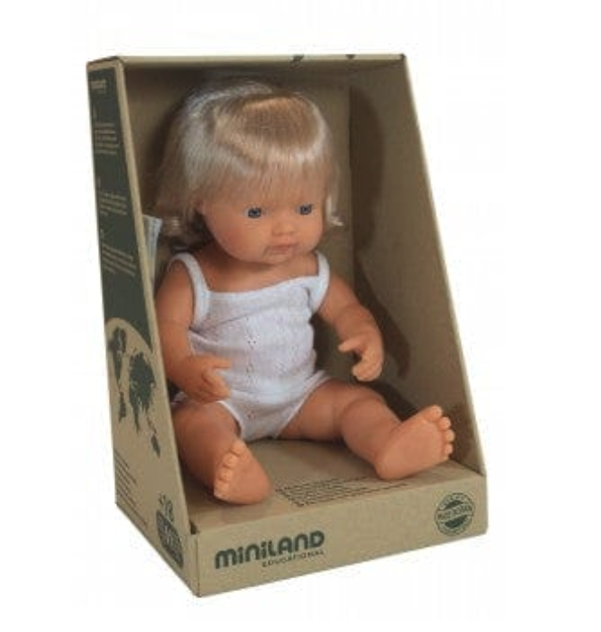 Miniland Anatomically Correct Baby Doll Caucasian Girl - 38 cm
