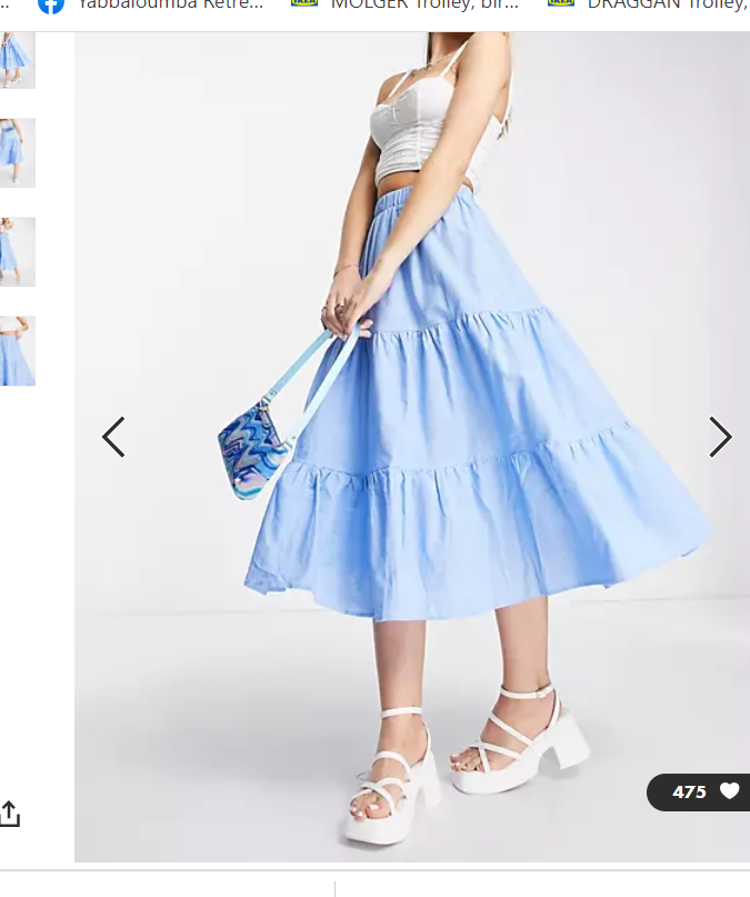 Glamorous tiered full midi skirt in blue