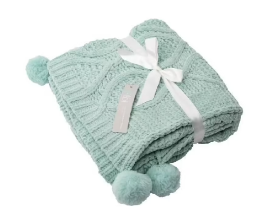 Bilbi Jessy Chenille Pram Blanket Dust Green