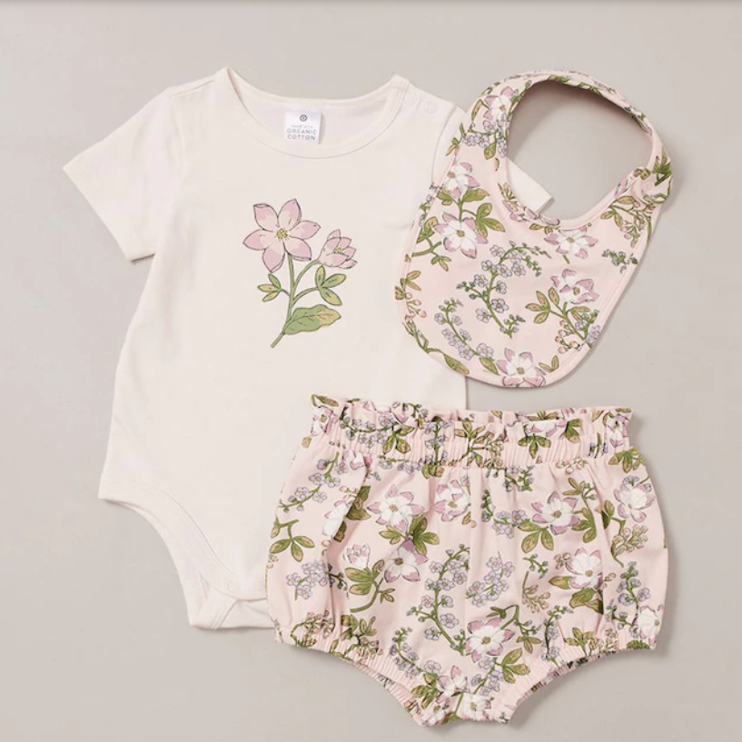 3 Piece Baby Organic Cotton Floral Set