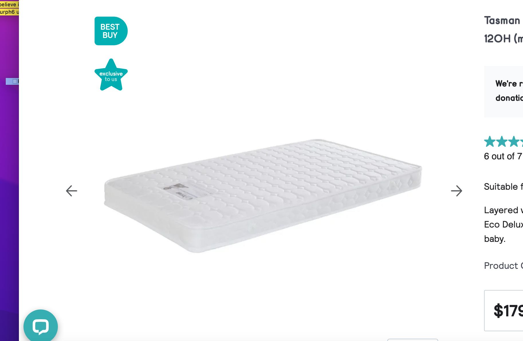 Tasman Eco Deluxe Cot Mattress 1310L X 750W X 120H (mm)