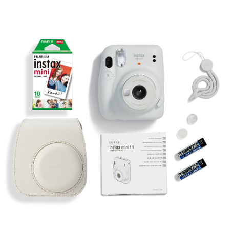 Instax Mini 11 Camera Kit (Camera + Case + Film) - Ice White