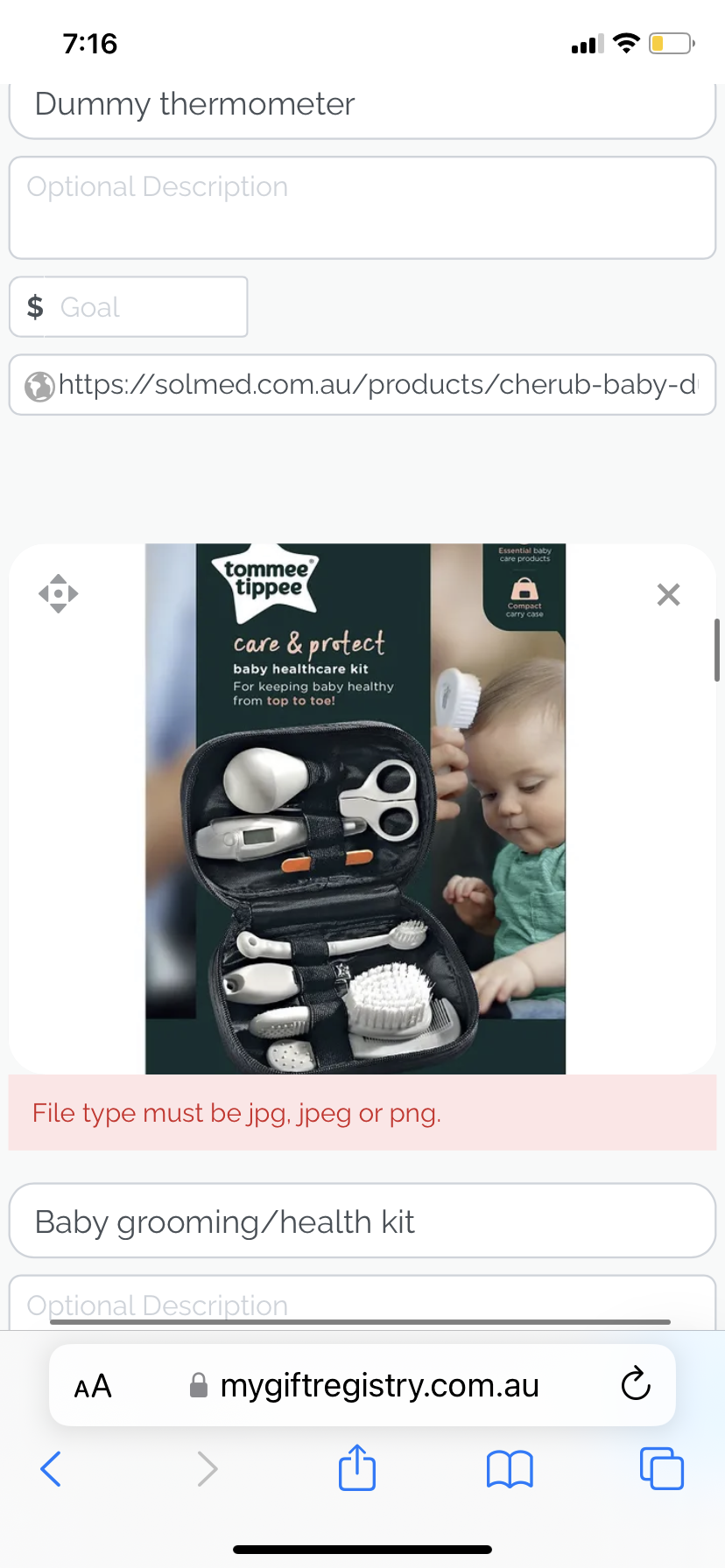 Baby grooming/health kit