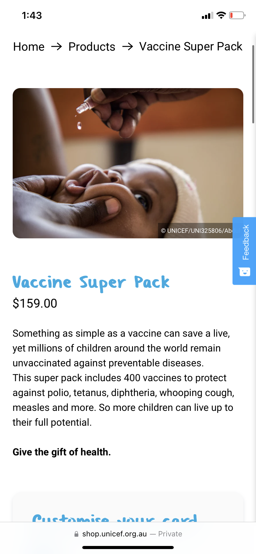 UNICEF vaccine super pack