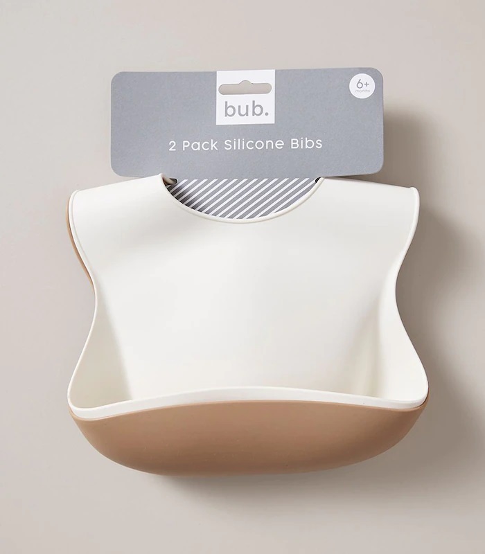 TARGET: bub. 2 Pack Baby Silicone Bibs - Cream Tan