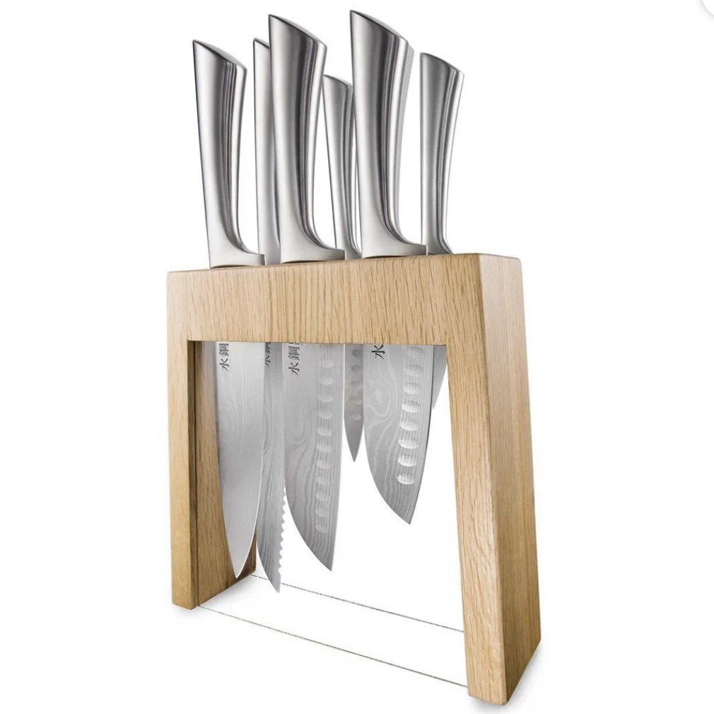 Baccarat Damashiro Mizu Knife Block 7 Piece Oak