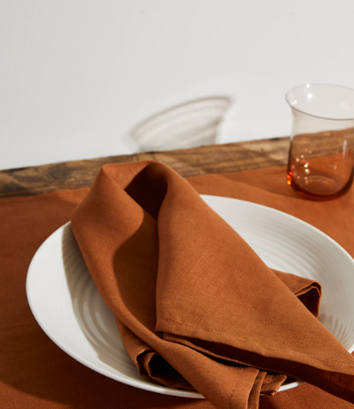 Rust 100% French Flax Linen Napkins (Set of Four)