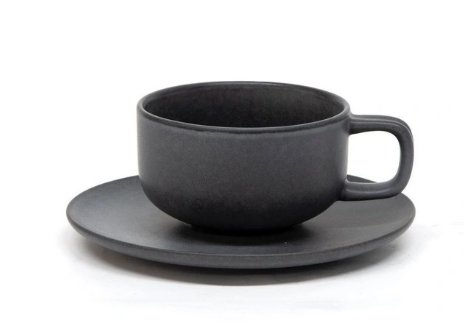 Hue Tea Cup and Saucer Set 200ml/15.5cm Black Set of 6