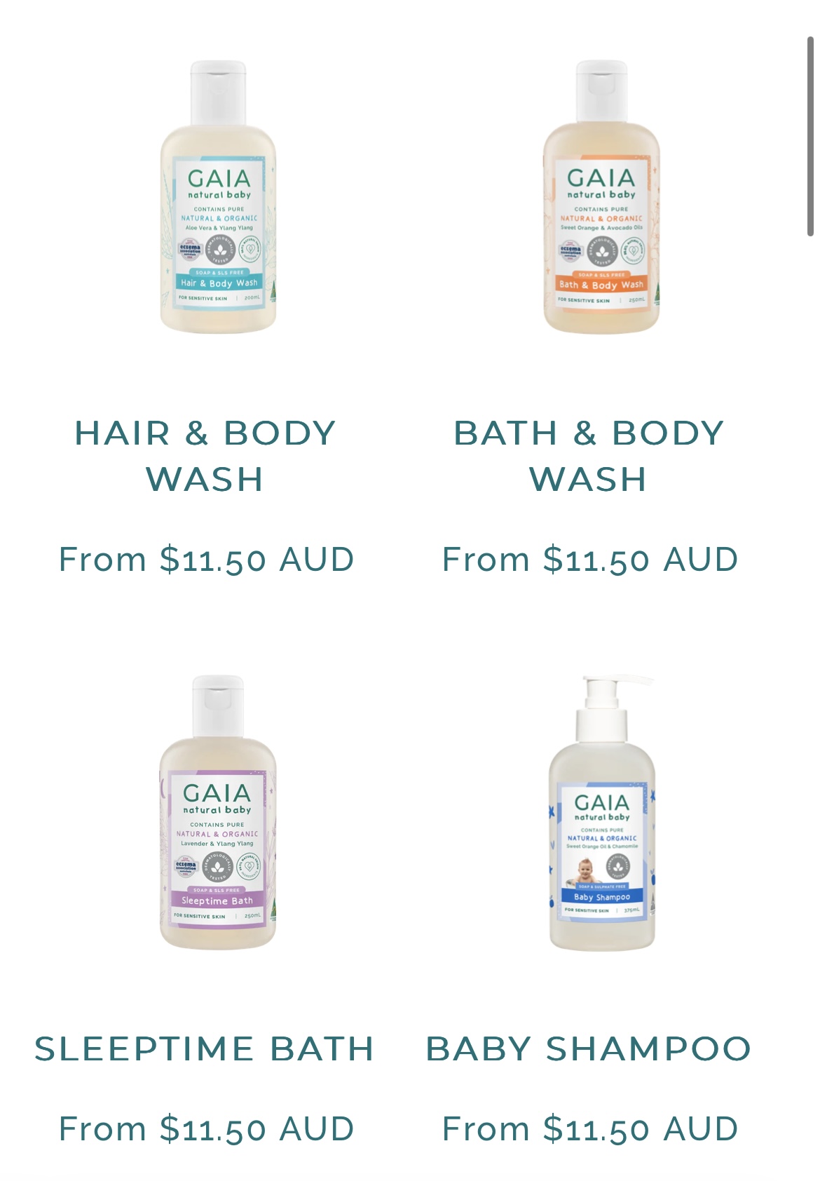 Gaia natural baby products