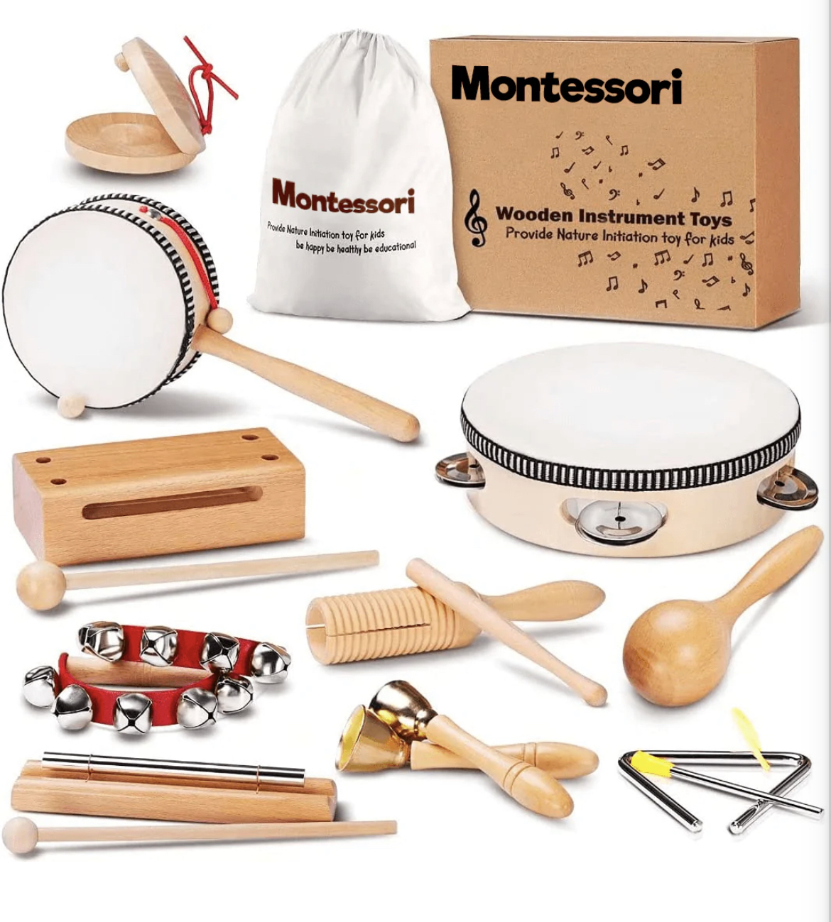 Montessori Wooden Music Instrument Set (10 Instruments)