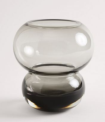 Charcoal Nero Glass Medium Vase