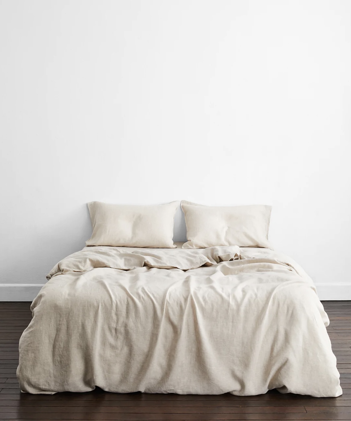 Linen sheets & doona - oatmeal colour