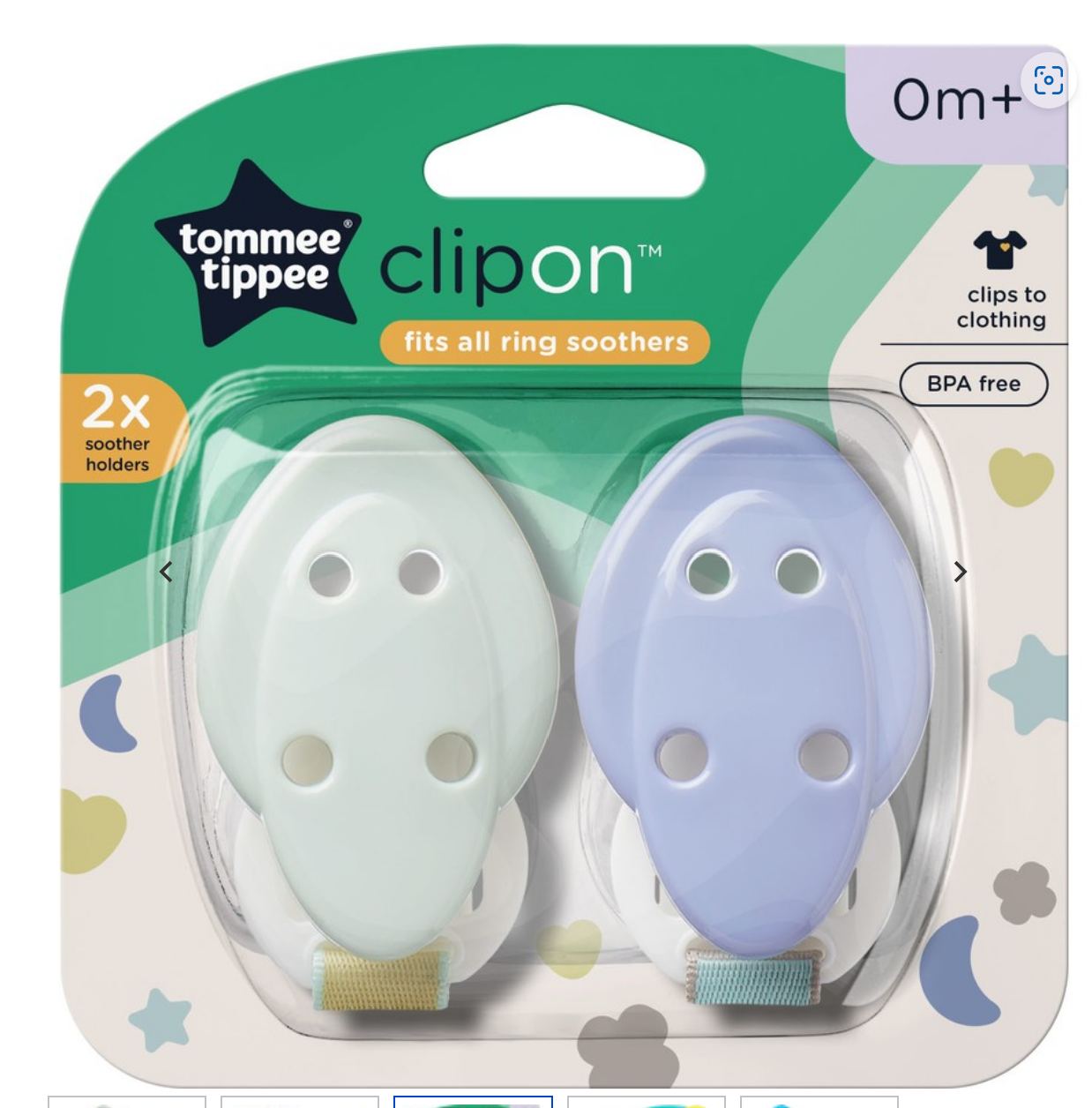 Tommee Tippee Soother Holders 0m+ 2 Pack