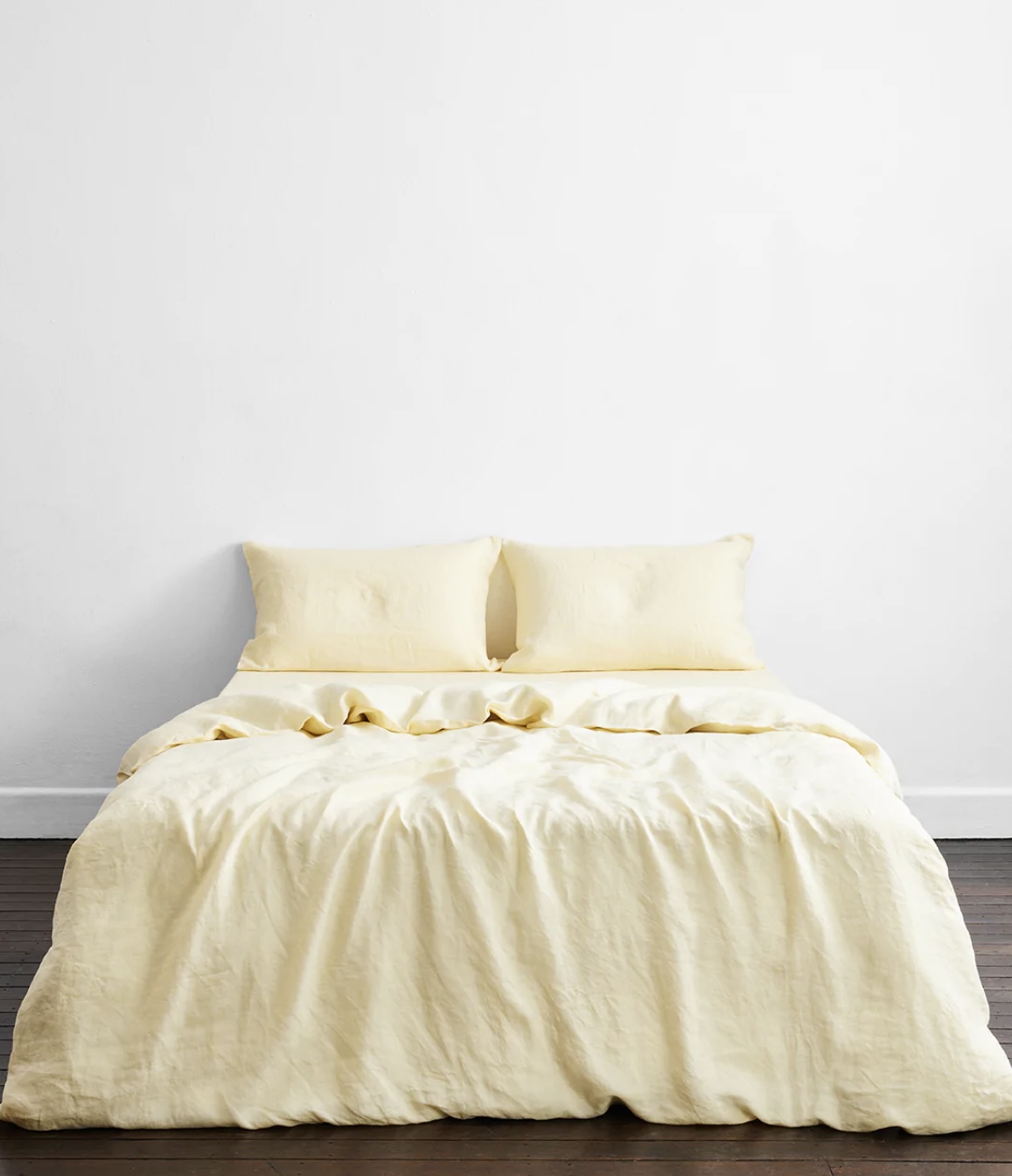 Linen sheets & doona - lemon colour