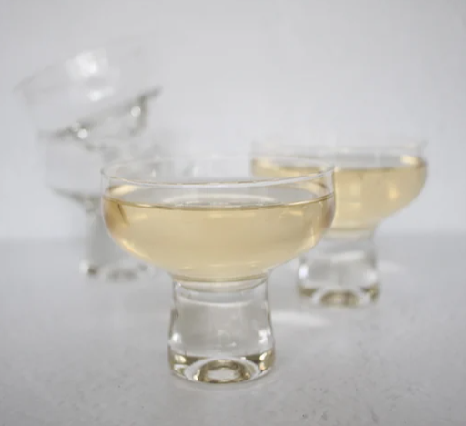 4 x Vintage Crown Corning (Australia) ‘Regis’ Bubble Stem Cocktail Glasses / Champagne Coupes