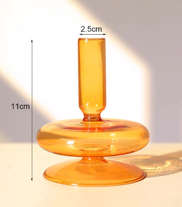 Home Decor Glass Candle Holders Orange Candlestick Holder Wedding Centerpiece Pillar Candles Stand Dinner Table Room Decoration