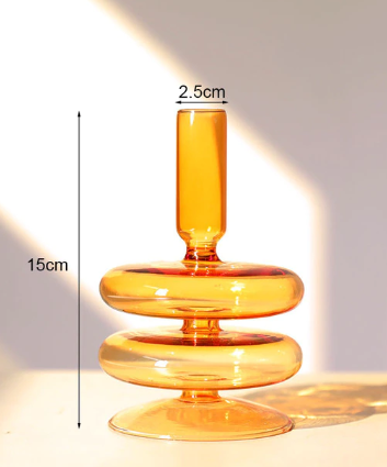 Home Decor Glass Candle Holders Orange Candlestick Holder Wedding Centerpiece Pillar Candles Stand Dinner Table Room Decoration