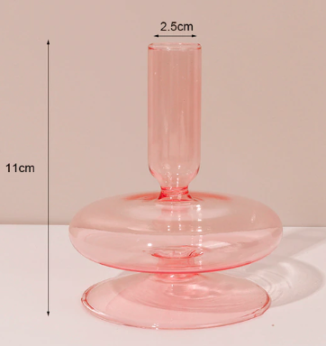 Pink Glass Candle Holde Candlesticks Holders Retro Glass Classic Craft Candlesticks Holders for Wedding Decorations home decor