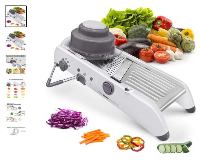 Amazer Tec Mandoline Slicer Stainless Steel Vegetable Julienner Built-in Adjustable Safe Blades Grater, Professional Multifunctional Premium Onion Tomato Slicer