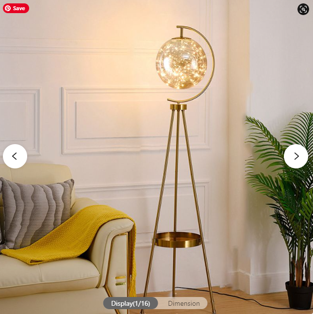 Modern Simple Iron Floor Lamp Tripod Glass Shade Floor Light for Living Room - 220V-240V Gold Amber Warm Light