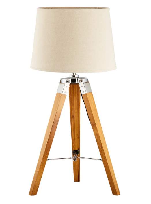 Surveyor Classic Timber Tripod Table Lamp, Natural / Beige