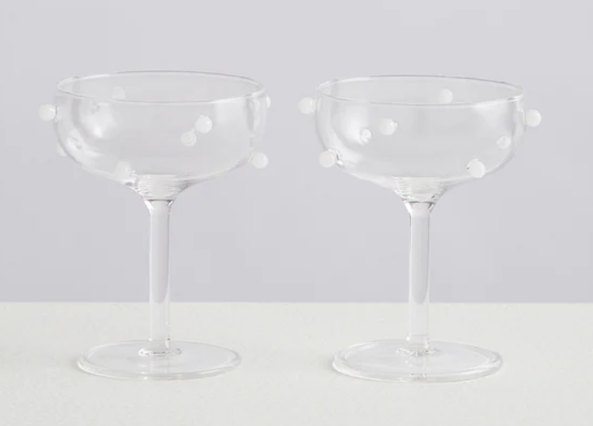 Maison Balzac Champagne Coupes in Clear White