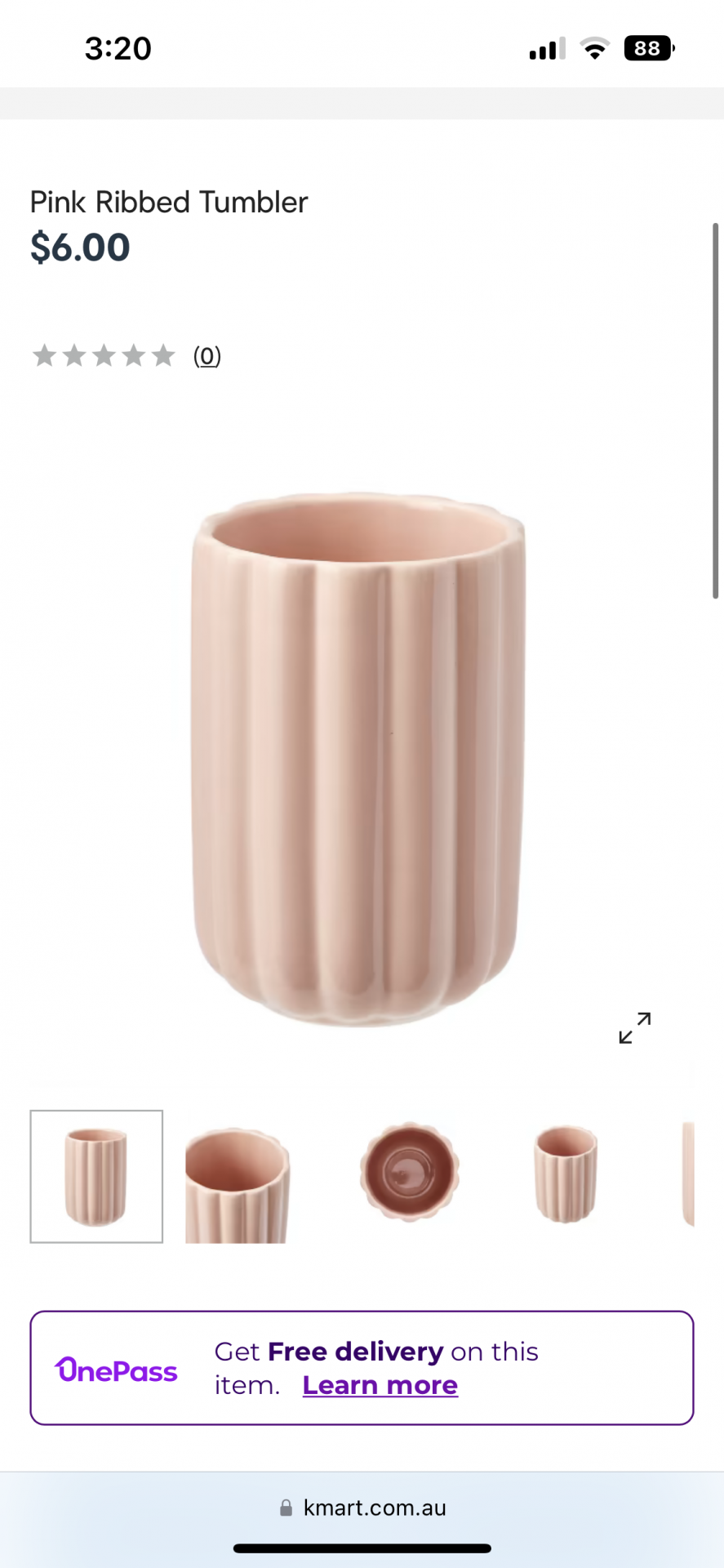 Pink ribbed tumbler