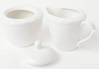 Heritage Scalloped Sugar Bowl & Creamer White