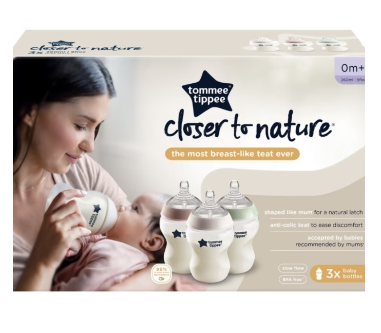 3 Pack Tommee Tippee Closer to Nature Feeding Bottles