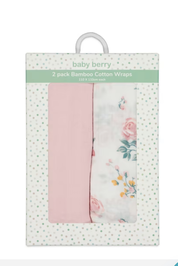 BABY BAMBOO VISCOSE COTTON MUSLIN WRAP 2 PACK