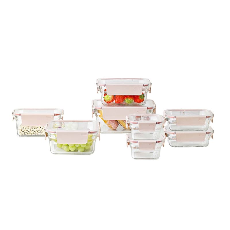 Glasslock – 8 Piece Premium Pink OVEN SAFE Glass Container Set