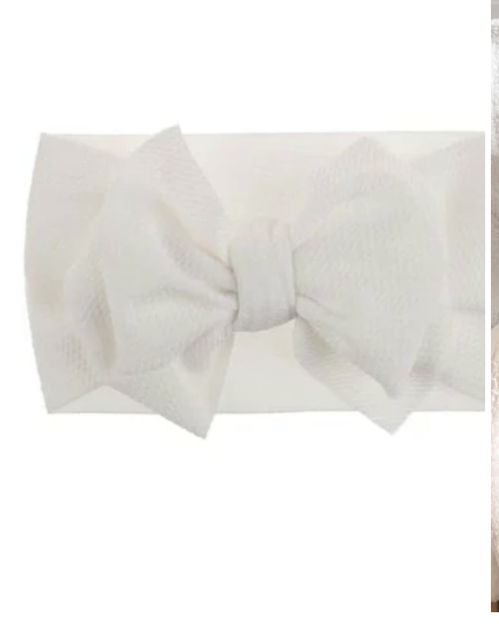 WHITE STRETCH OVERSIZED BOW