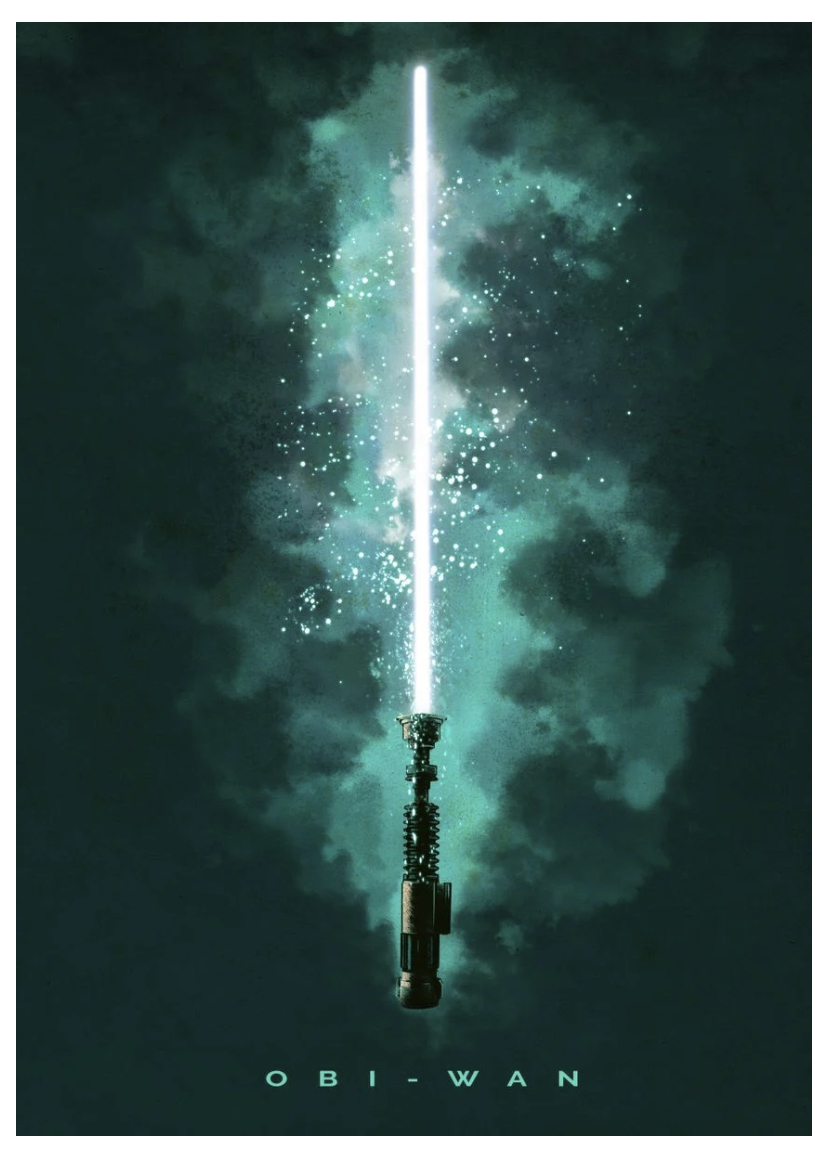 Obi-Wan Lightsaber Metal Poster, 68x48cm, Matte Finish, No Frame