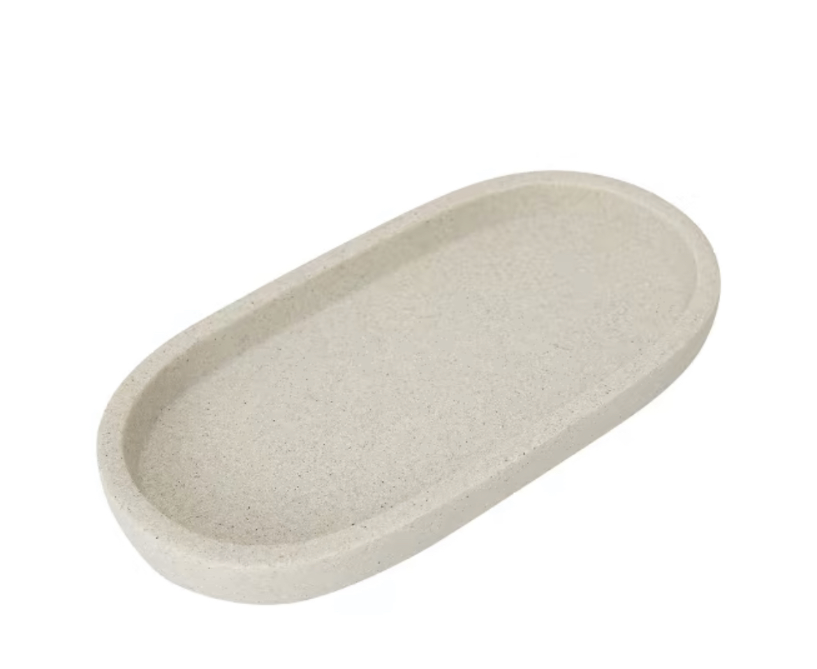 Sand look bathroom tray